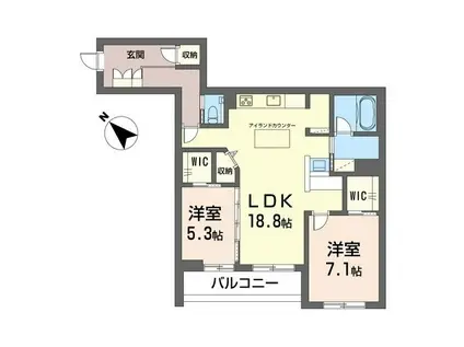 セレーノひかわ(2LDK/1階)の間取り写真