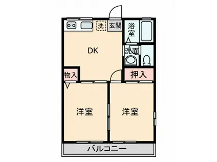 ダーナレトア(2DK/2階)の間取り写真