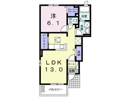 エススタイル II(1LDK/1階)の間取り写真