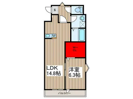 リーブルファイン蒲生駅(1LDK/1階)の間取り写真