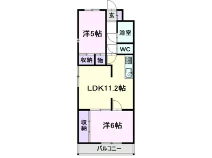 スプレンドール八田(2LDK/2階)の間取り写真
