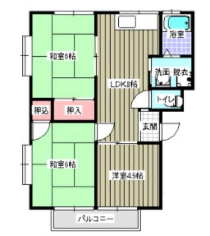 西江コーポA(3DK/1階)の間取り写真