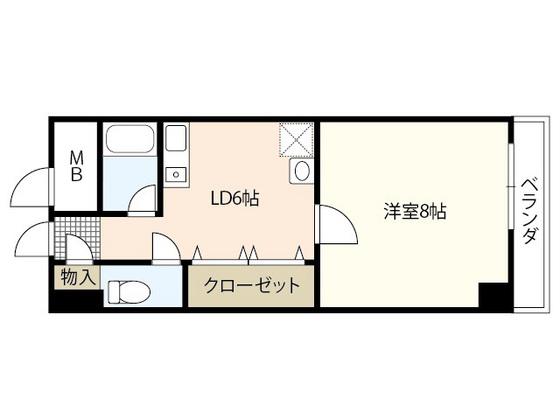 ラポール小町(1DK/6階)の間取り写真