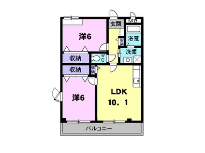 サンライズ・フジ(2LDK/1階)の間取り写真