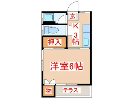 東アパート(1K/1階)の間取り写真
