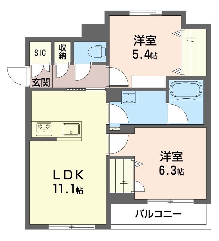 コート辻堂(2LDK/2階)の間取り写真
