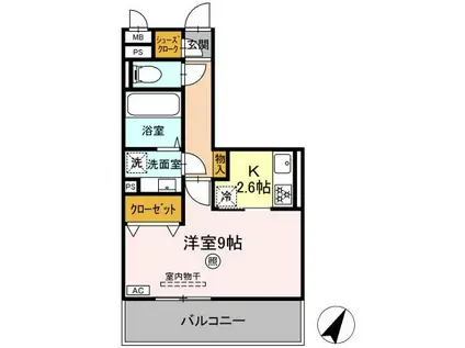 CREAS(1K/2階)の間取り写真