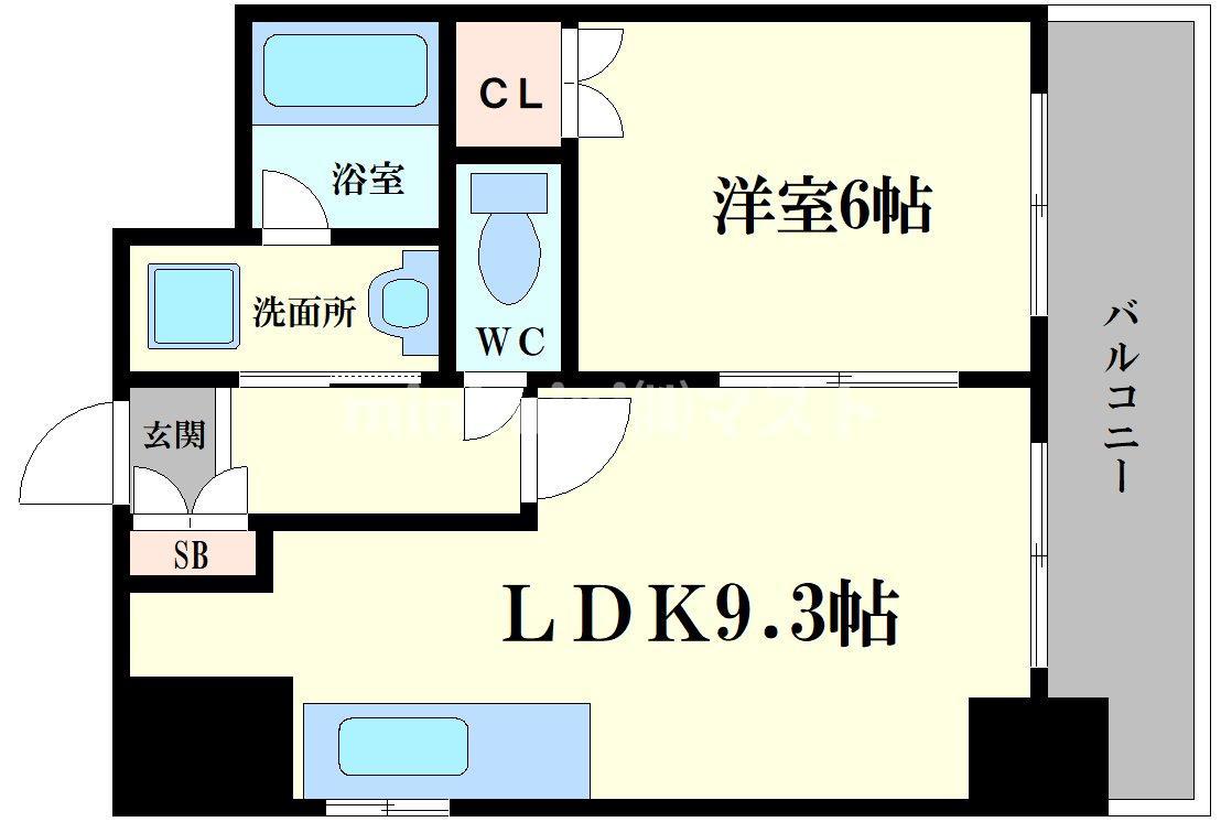 テンフォーティー(1LDK/12階)の間取り写真