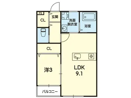 ステラ近見(1LDK/1階)の間取り写真