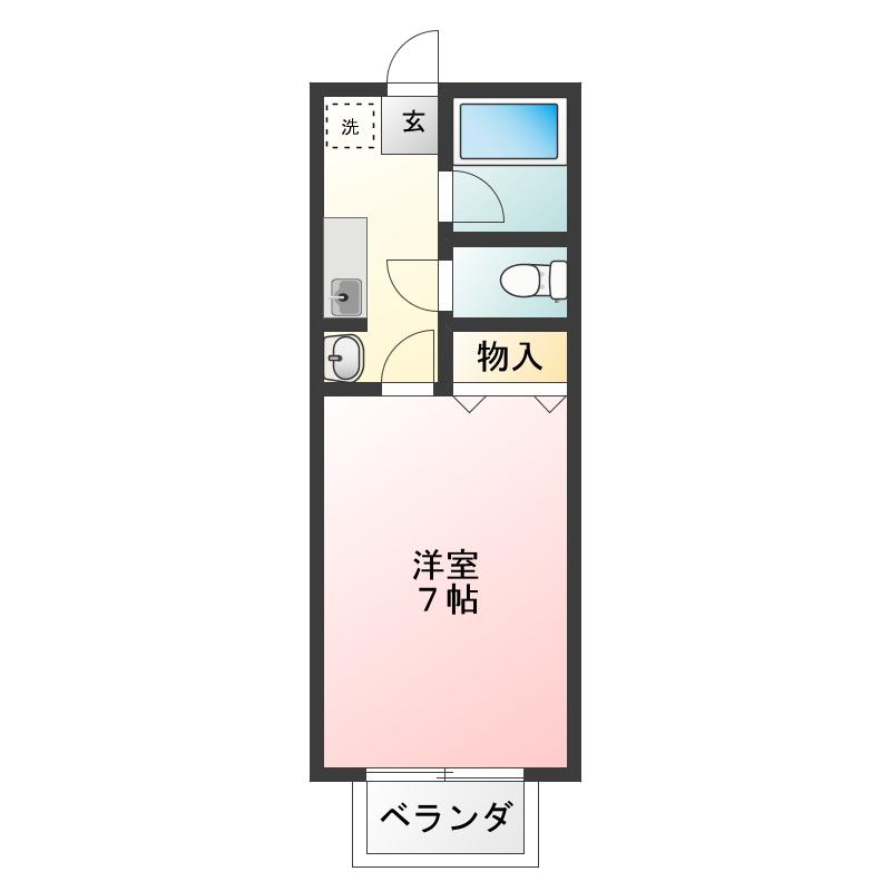 うるし畑荘(1K/2階)の間取り写真