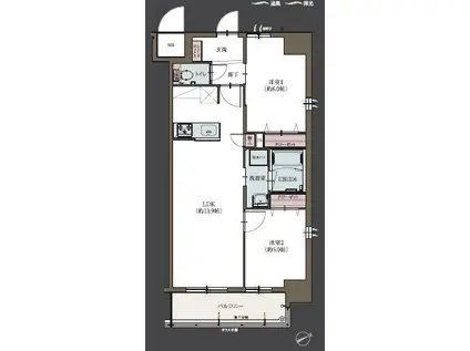 オーヴィジョンクラス新山口I(2LDK/5階)の間取り写真