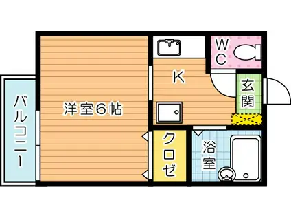 アズーロ高峰(1K/1階)の間取り写真