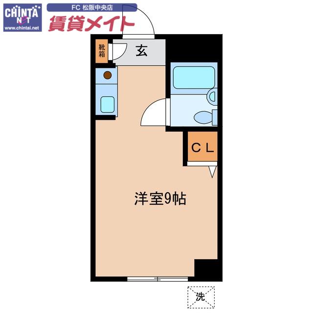 シティハウス松阪(ワンルーム/2階)の間取り写真