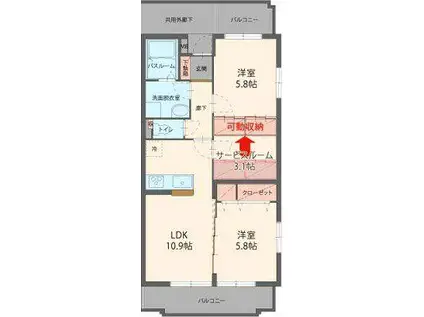 ソル・フレッサ(2SLDK/4階)の間取り写真