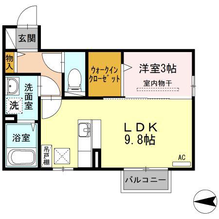 メゾン・ドゥジェームA(1LDK/1階)の間取り写真