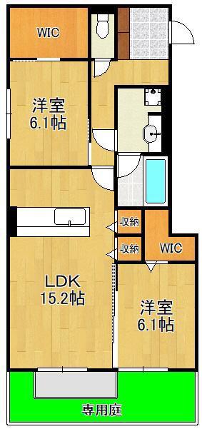 DROOM八幡駅前(2LDK/1階)の間取り写真