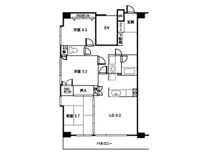 フィオーレ新宿(3LDK/3階)の間取り写真