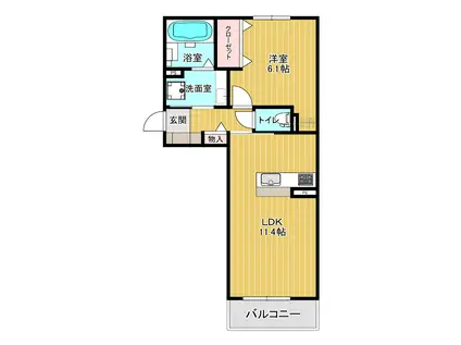 トリシア西原III(1LDK/2階)の間取り写真