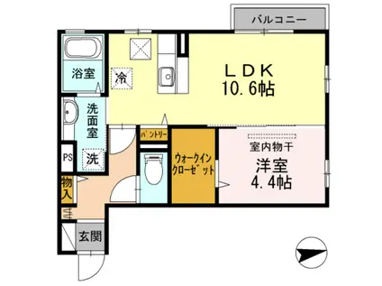 エスポワール(1LDK/1階)の間取り写真