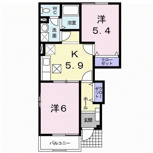 マルグリットI(2K/1階)の間取り写真