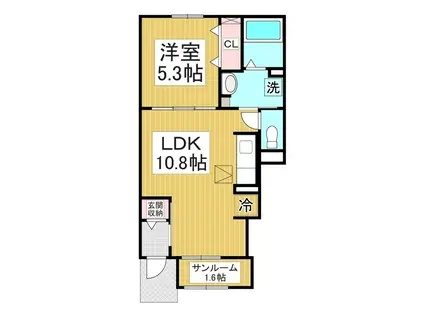 コージーコート(1LDK/1階)の間取り写真