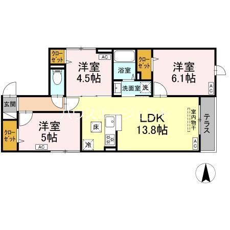 セレスティア東葛西V(3LDK/1階)の間取り写真
