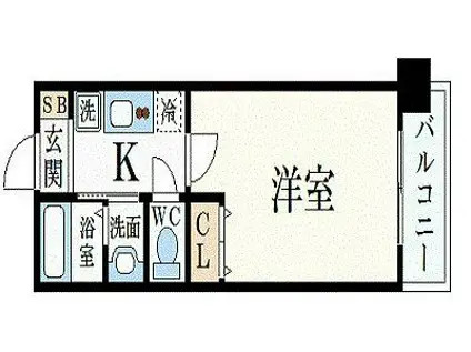 レジディア三宮東(1K/3階)の間取り写真