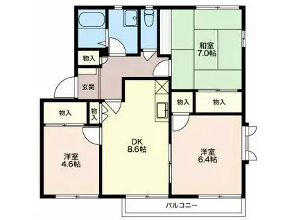 フレグランスアイビー B棟(3DK/2階)の間取り写真