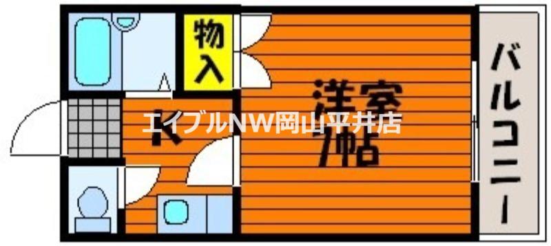 ビッグバーンズM西川原I(1K/4階)の間取り写真