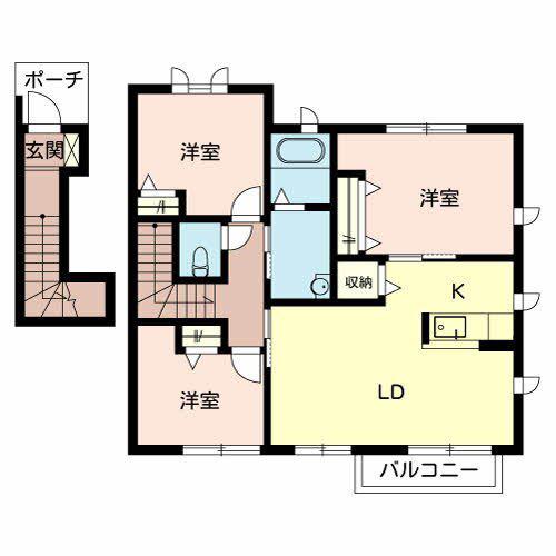 ディアスAKIHO(3LDK/2階)の間取り写真