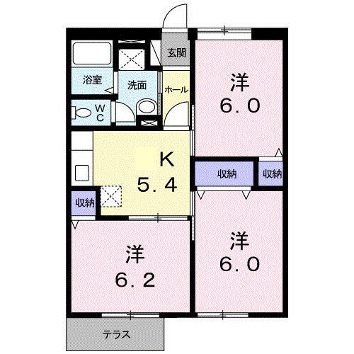 レジュール木船2(3K/1階)の間取り写真