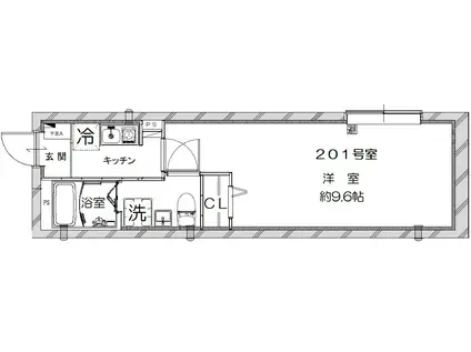 アクアブリーズ世田谷(1K/2階)の間取り写真