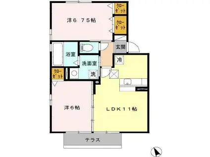 エトワールボワ(2LDK/1階)の間取り写真