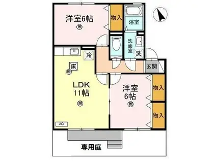 プリンセスリバー(2LDK/1階)の間取り写真