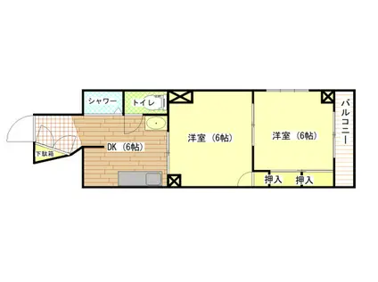 国際コーポ(2DK/3階)の間取り写真