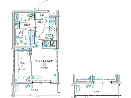 WEAVE BASE OJI KAMIYA(1LDK/1階)の間取り写真