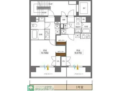 プラティーク日本橋水天宮(1K/7階)の間取り写真
