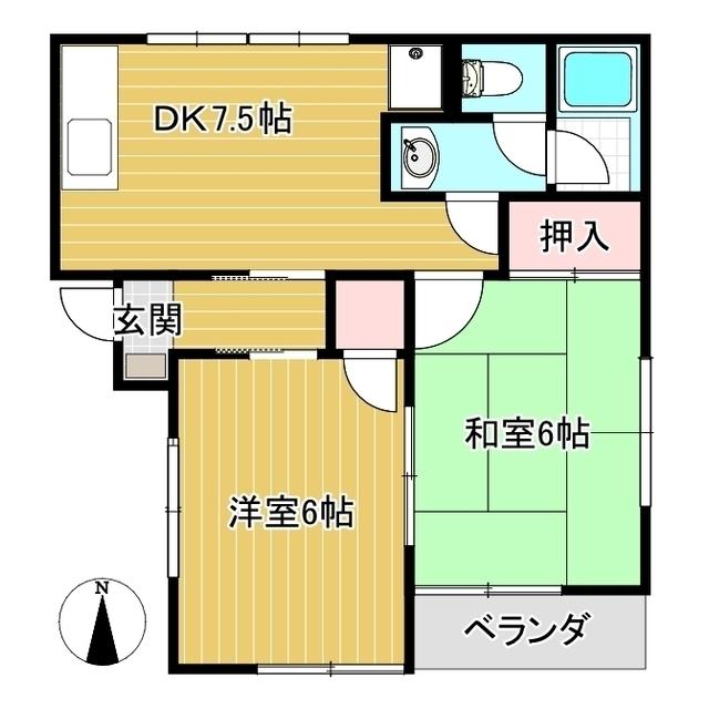 コーポコスモス(2DK/2階)の間取り写真