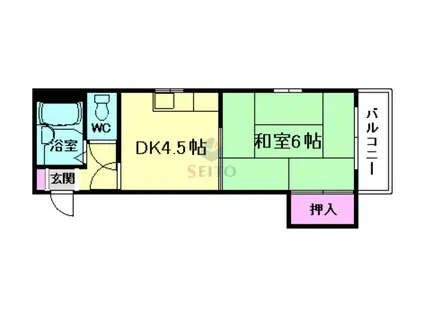 ダンマミダー(1DK/3階)の間取り写真