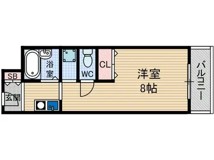 ヤングパレス茨木(ワンルーム/4階)の間取り写真