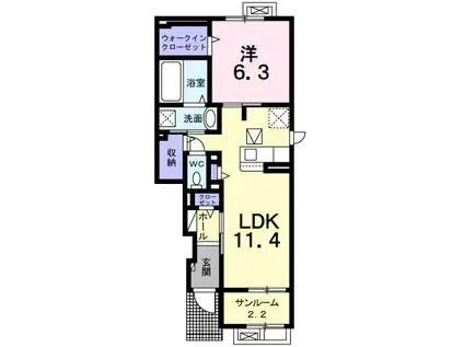 カーサ・ボヌール(1LDK/1階)の間取り写真