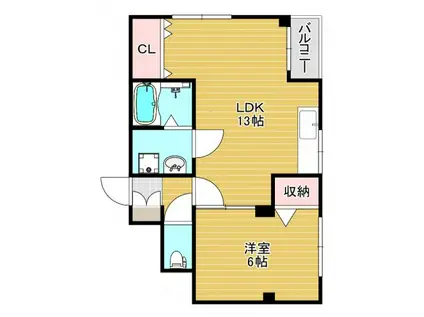 サンワード北田辺(2DK/4階)の間取り写真