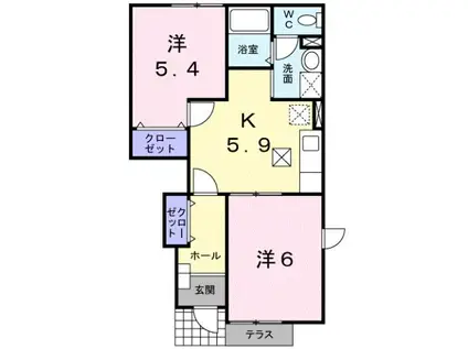 アルト・ピアーノ有本III(2K/1階)の間取り写真