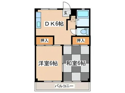 塚場ハイツII(2DK/2階)の間取り写真
