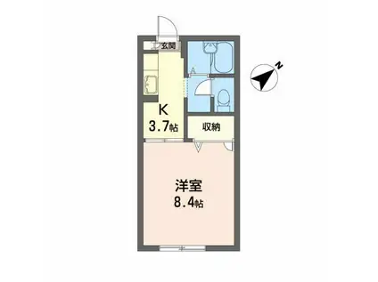 シティ西勝山(1K/1階)の間取り写真