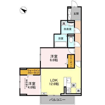 サイカチ(2LDK/1階)の間取り写真