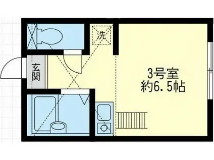 グレースヒルズ横浜西(ワンルーム/2階)の間取り写真