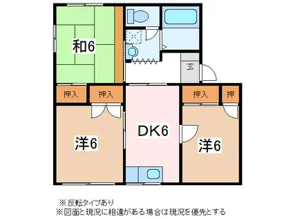 タウニービュー(3DK/2階)の間取り写真