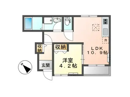 ジュピター(1LDK/1階)の間取り写真