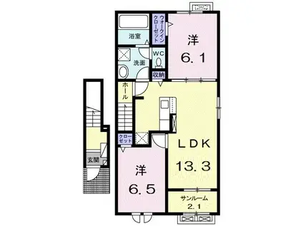 セレッソ手屋(2LDK/2階)の間取り写真